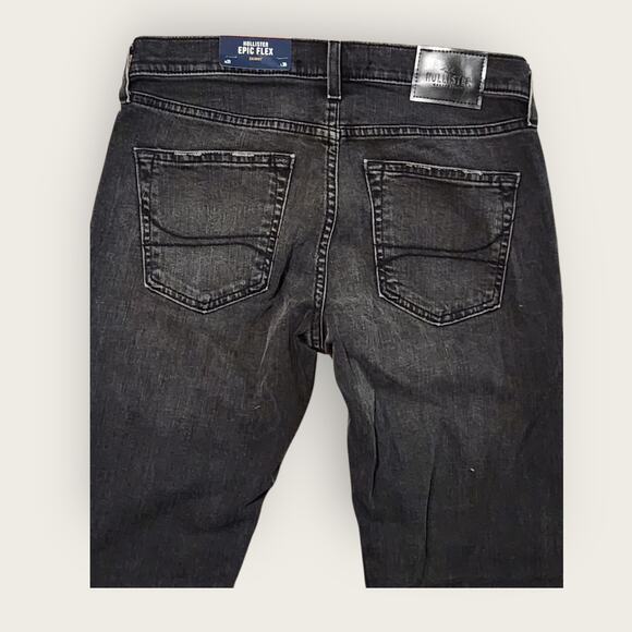 Hollister Jeans Men's 32x34 Skinny Epic Flex Charcoal Factory Distressed NWT - Picture 5 of 7